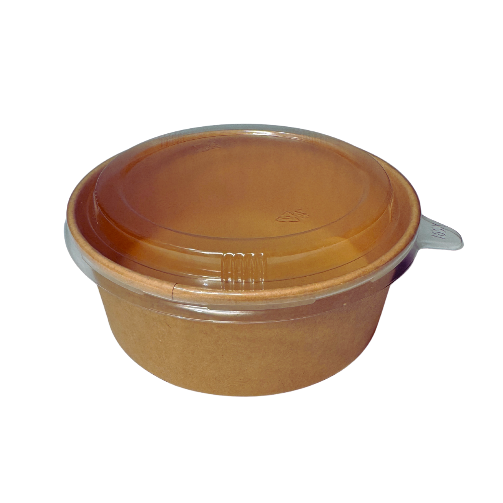 36oz Kraft Disposable Food Bowls with Plastic Lids – Restaurant Takeout Containers (600 Sets)