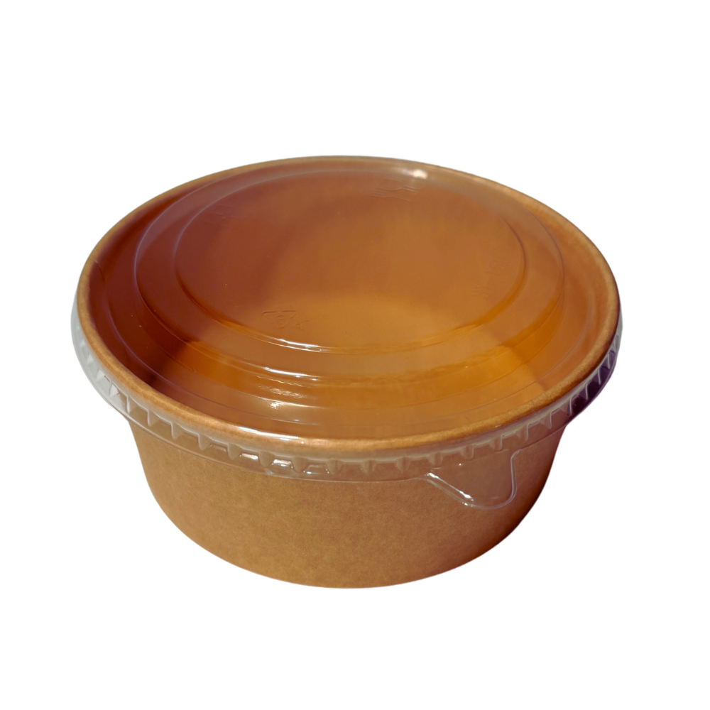 24oz Kraft Disposable Food Bowls with Plastic Lids – Restaurant Takeout Containers (600 Sets)